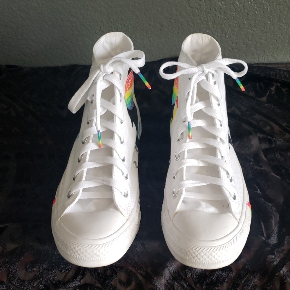 CONVERSE Love Wins Pride Anniversary Rainbow Glitter Lightning Bolt Hightops 8 - Picture 9 of 9